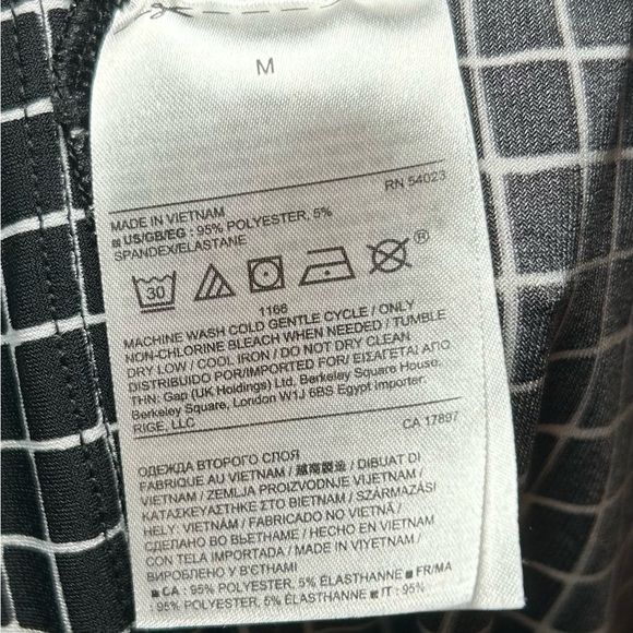 Banana Republic Check Long Sleeve V-Neck Quarter Zip Shift Dress- B/W Size M - Picture 6 of 6